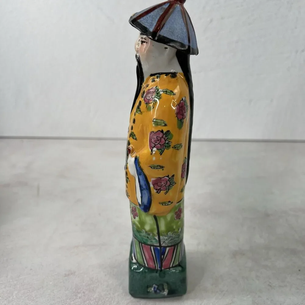 SET OF 3 VINTAGE CHINESE PORCELAIN FIGURES QING‎ DYNASTY EMPERORS 9”